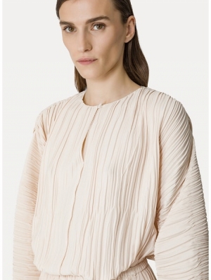 PLISSE POLY CREPE LONG SLEEVES IVORY