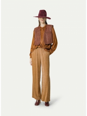 MATTE CORDUROY WIDE LEG CARAMEL