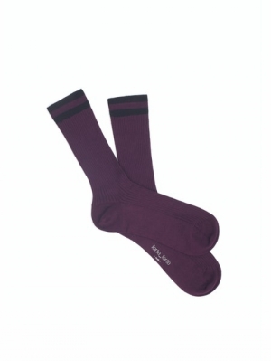 STRIPE COTTON SOCKS BURGUNDY