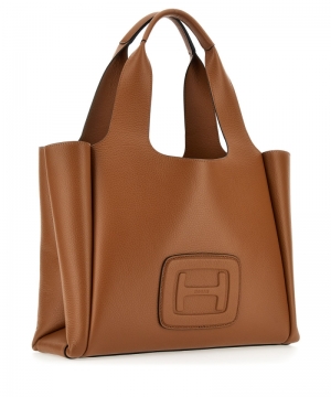 H-BAG SHOPPING MEDIA H EMBOSSE COGNAC SCURO