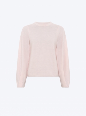 PLEATED LONG SLEEVE KNIT TOP PETAL