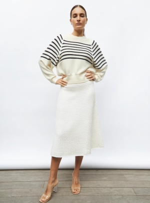 MOLLI ICONIC FINE BRETON SWEAT NATURAL-MIDNIGH