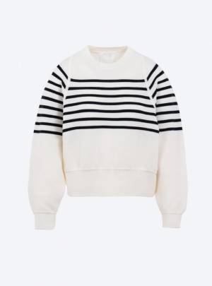 MOLLI ICONIC FINE BRETON SWEAT NATURAL-MIDNIGH