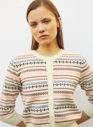 NEW FAIR ISLE KNIT CARDIGAN NATURAL-MULTI