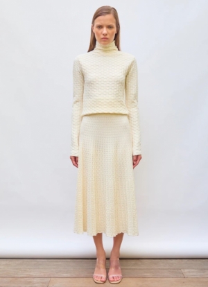 DEL. BRAID. STITCH KNIT SKIRT NATURAL