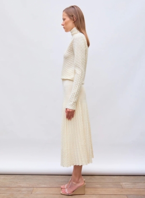 DEL. BRAID. STITCH KNIT SKIRT NATURAL