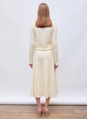 DEL. BRAID. STITCH KNIT SKIRT NATURAL