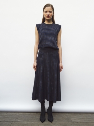 COUT. DOTTED KNIT EFFECT SKIRT MIDNIGHT-MULTI