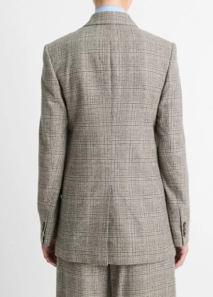 PLAID DOUBLE BREASTED BLAZER 021HTG