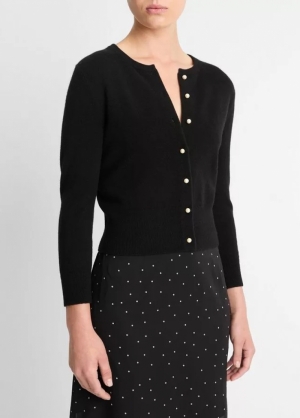 PEARL BUTTON CARDIGAN 001BLK