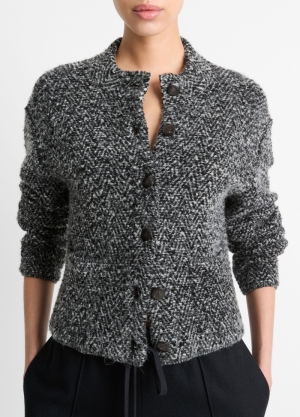 HERRINGBONE TEXTURED CARDI JAC 005BWC