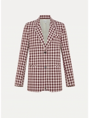 COTTON GINGHAM OVERSIZED JACKE RUBY 2575