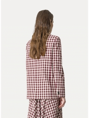 COTTON GINGHAM OVERSIZED JACKE RUBY 2575