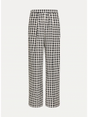 COTTON GINGHAM WIDE LEG PANTS ABISSO 5099