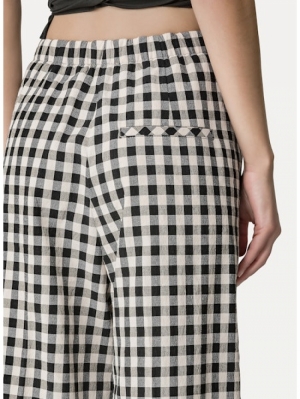 COTTON GINGHAM WIDE LEG PANTS ABISSO 5099