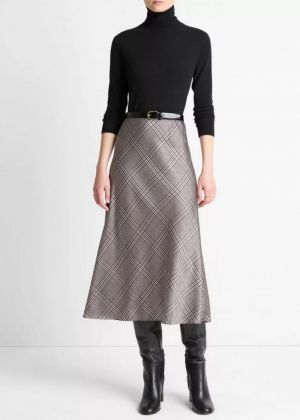 PRESSED PLAID SHAPED HEM SKIRT 983MUP