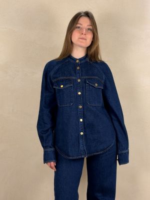 CAVALRY DENIM MANDARIN COLLAR  INDACO 4003