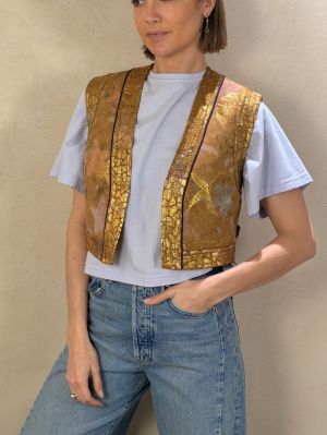 LES FOLIES CHINE JACQUARD VEST BRONZE 3004