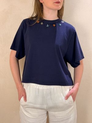 PETITES FLEURS EMBROIDERY COTT MIDNIGHT 5012