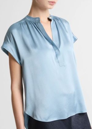 GATHERED NK CAP SLV BLOUSE 561DMA