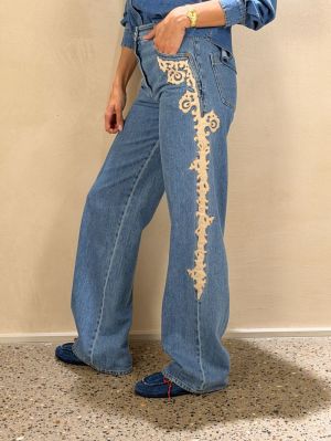 CAVALRY DENIM EMBROIDERED 5 PO CELESTE 5002