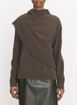 DRAPED FRINGE SCARF SWEATER 448PIW