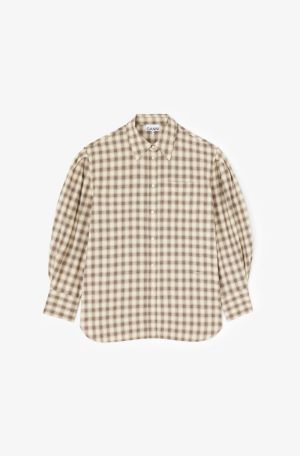 LIGHT CHECK FLANNEL PLEATED SL OYSTER GRAY 873