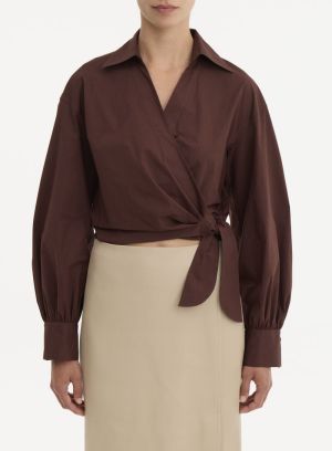 GATHERED SLV WRAP TIE SHIRT 248TBC
